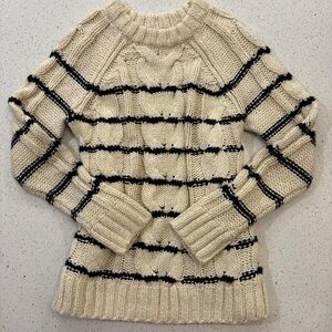 J. Jill Ivory and Navy Cable Knit Sweater